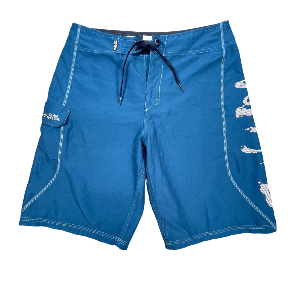 Salt Life Blue SLX-QD Graphic Board Shorts Mens 32
